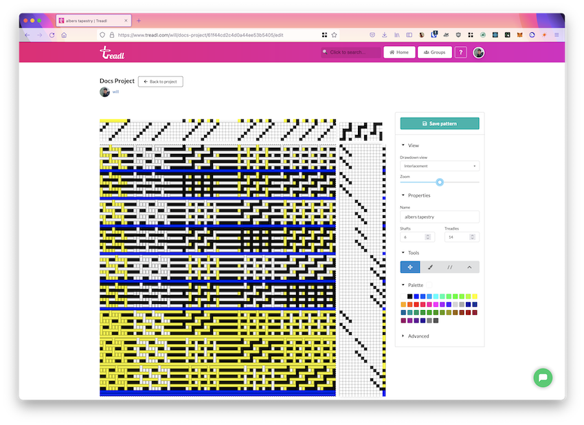 Viewing the imported pattern