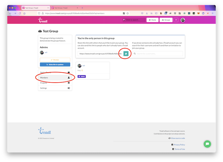 Finding the group link