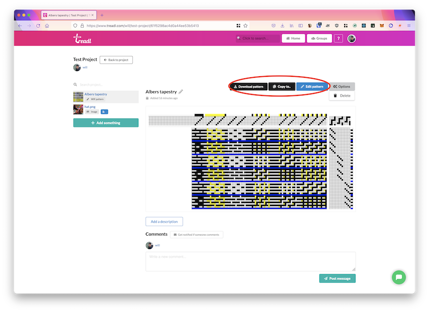 Viewing a pattern object