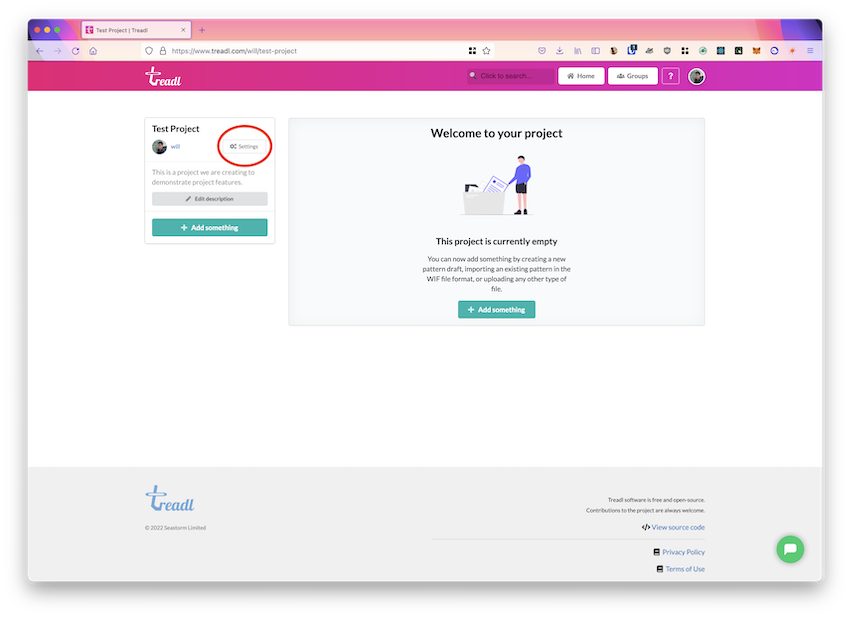 Finding the settings button