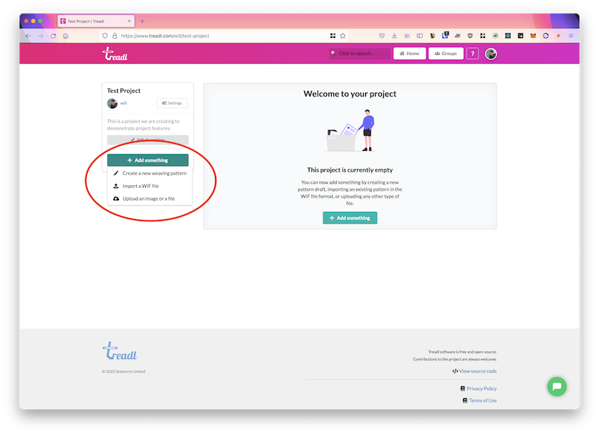 The add something button